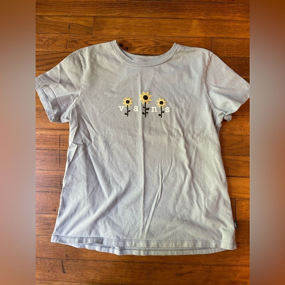 Women’s large Vans tshirt blue with sunflowers